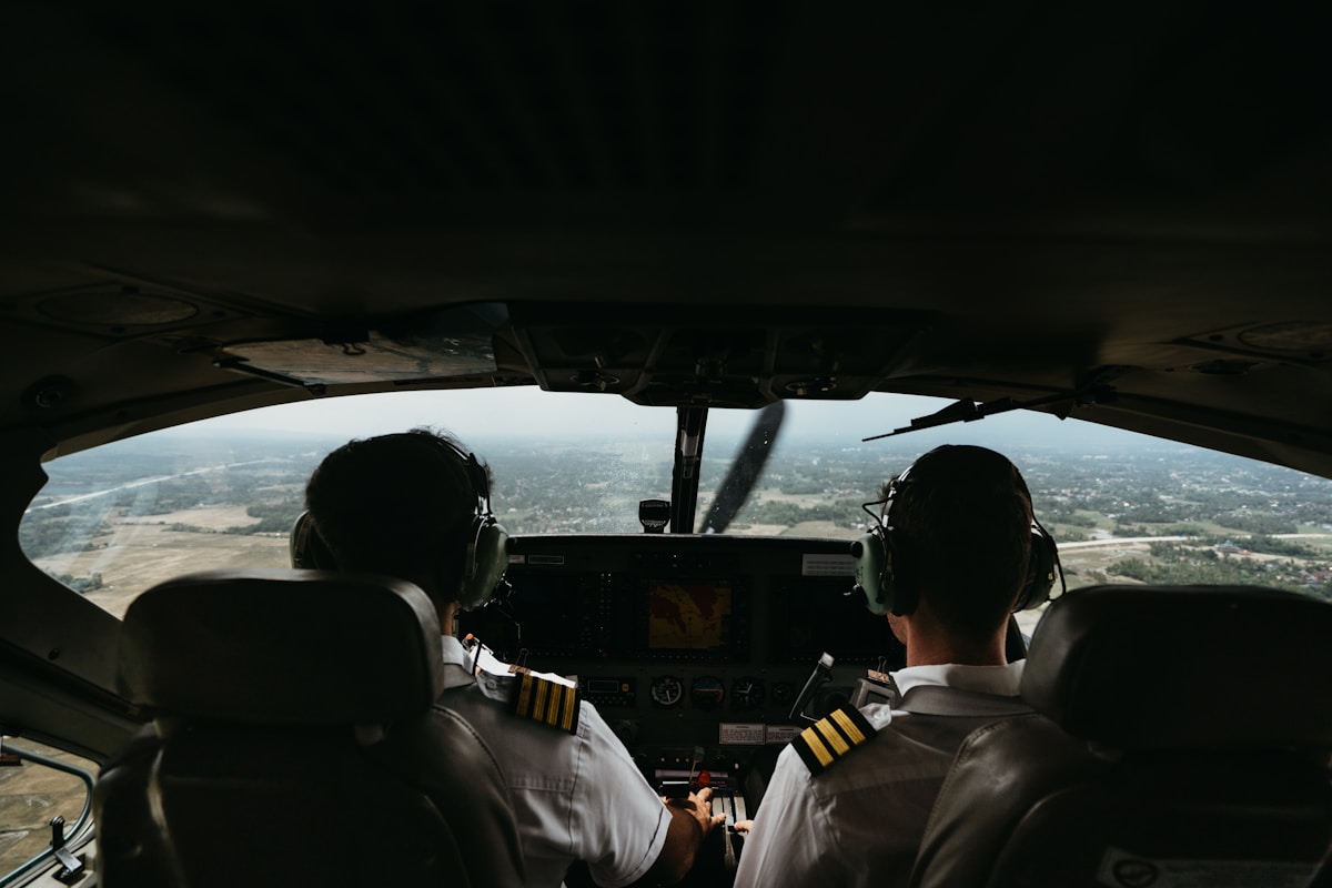 Instructor and student pilot during dual cockpit training