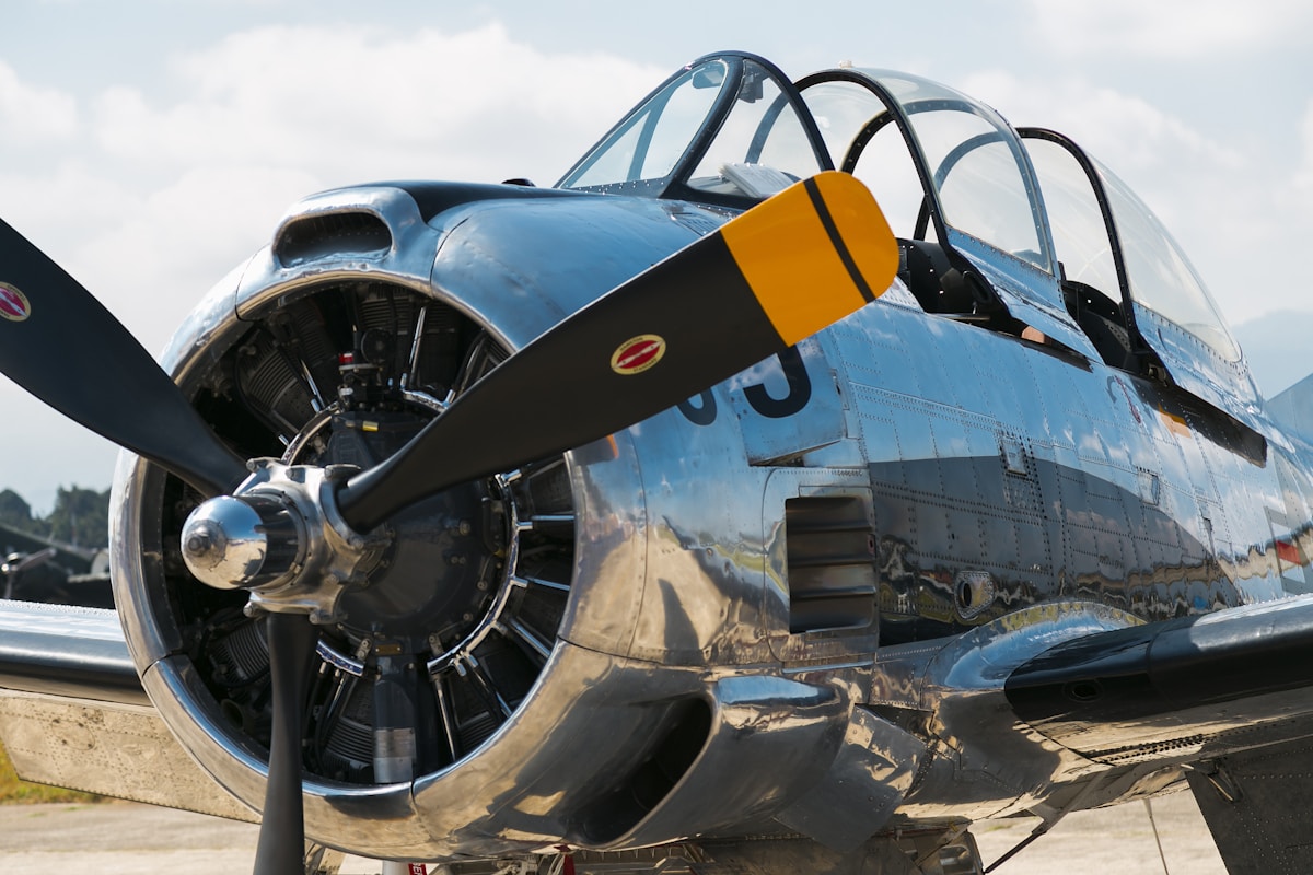 Classic tailwheel aircraft on grass strip