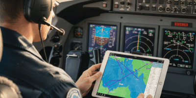 ForeFlight aviation app on iPad in aircraft cockpit