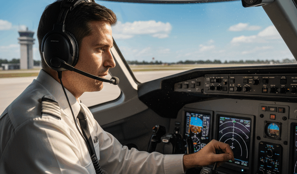 Pilot communicating with ATC
