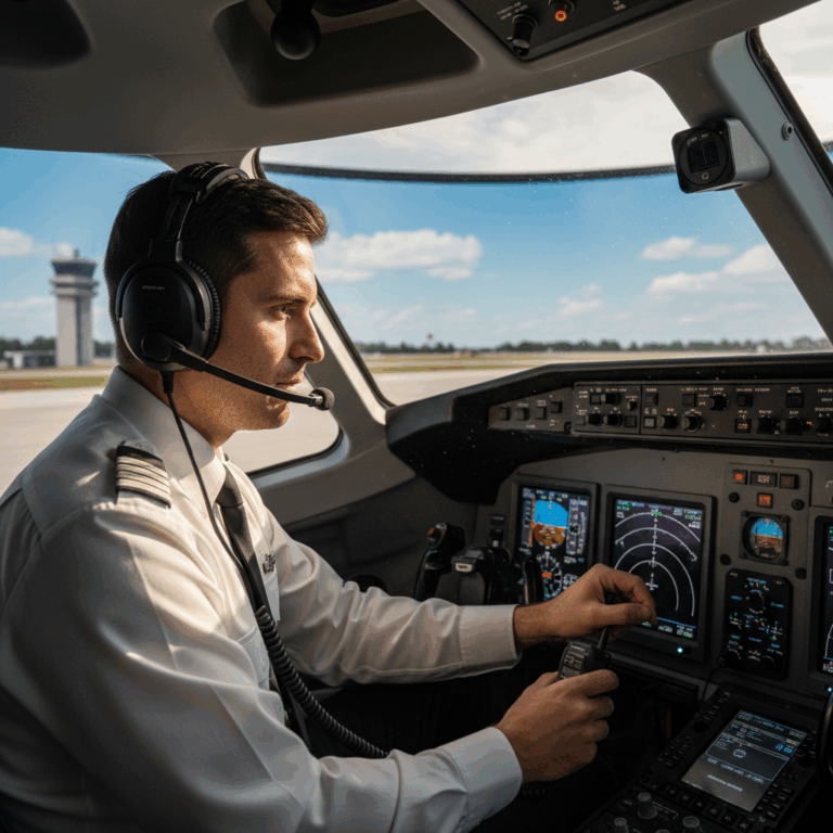 Pilot communicating with ATC