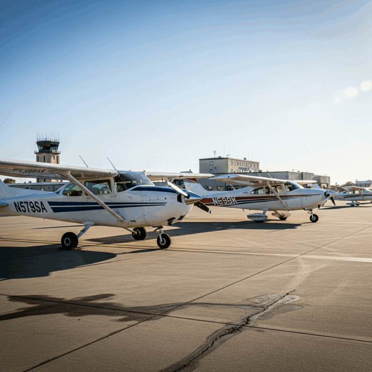 cessna 172 skyhawk and piper warrior parked side by side on 20260331 100142